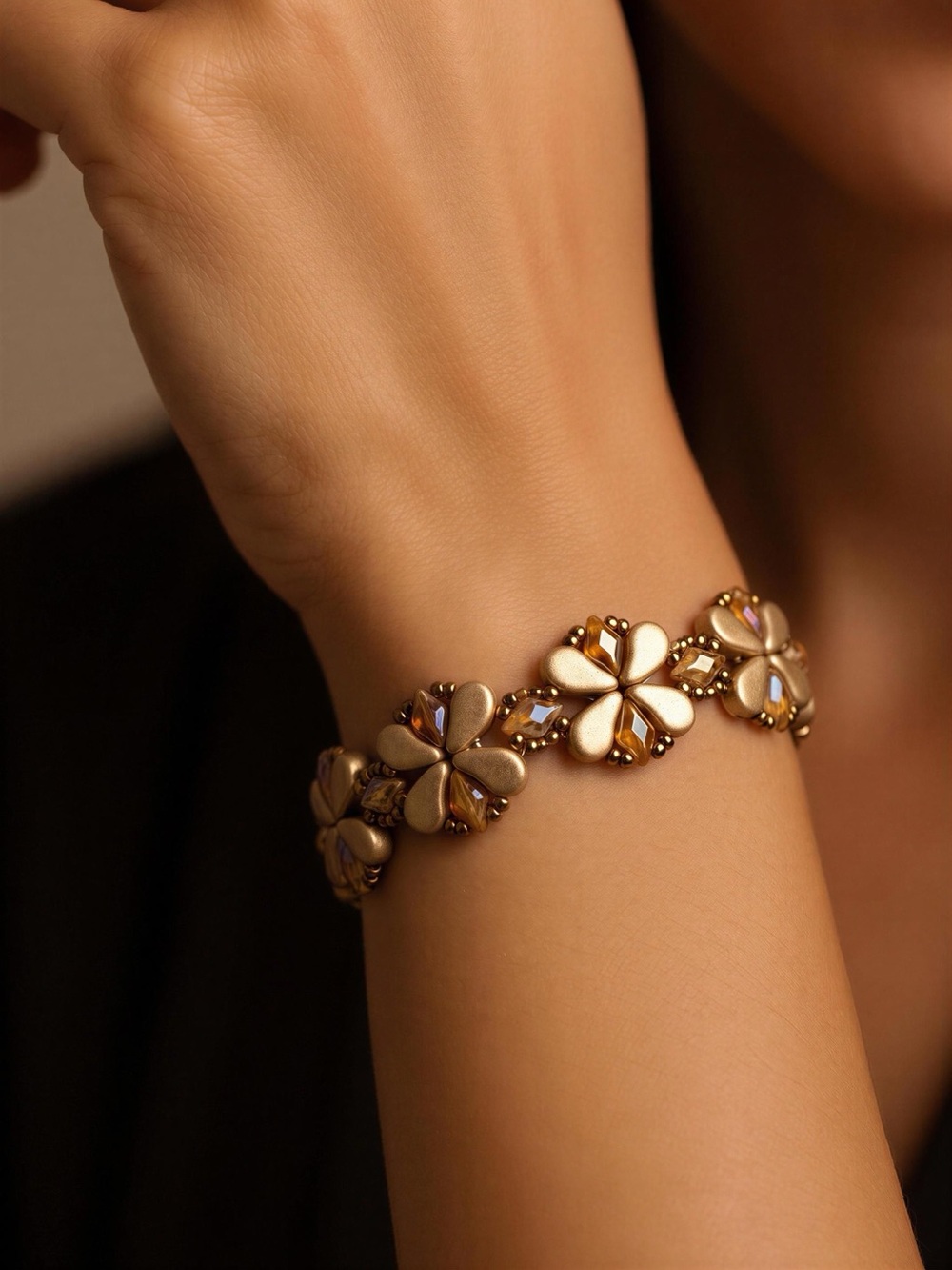 Gold Floral Bracelet - Women Jewelry
